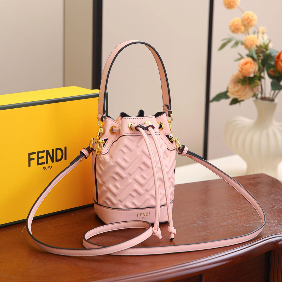 FENDI Women’s Designer Bucket Handbag – Brown Monogram Luxury Purse | Premium Fashion Bag in Dubai, UAE